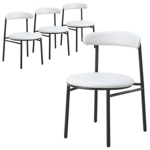 LeisureMod Dining Chair Upholstered in Polyester with Steel Legs Lume Series Set of 4 - 1 of 4