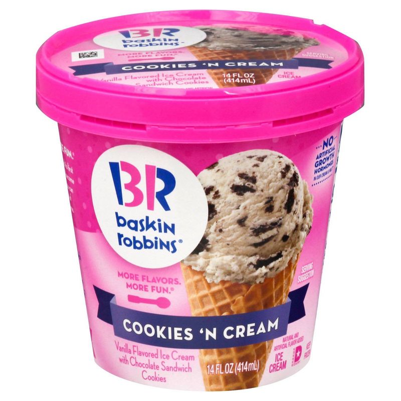 Baskin Robbins Cookies &#39;N Cream Ice Cream - 14oz, 1 of 7