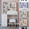 36.3" Vanity Table with Touch Tri-Color Sliding LED Mirror,Cushioned Stool and Storage Drawers for Bedroom–The Pop Home - 2 of 4