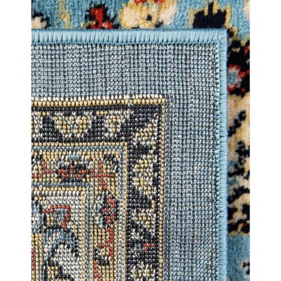 Light Blue and Ivory Synthetic Reversible Washable Area Rug 4' x 6'