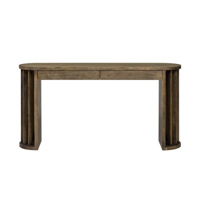 Luxystar 59’’ Long Console Table with Curved and Straight Line Design for Entrance and Living Room, Natural