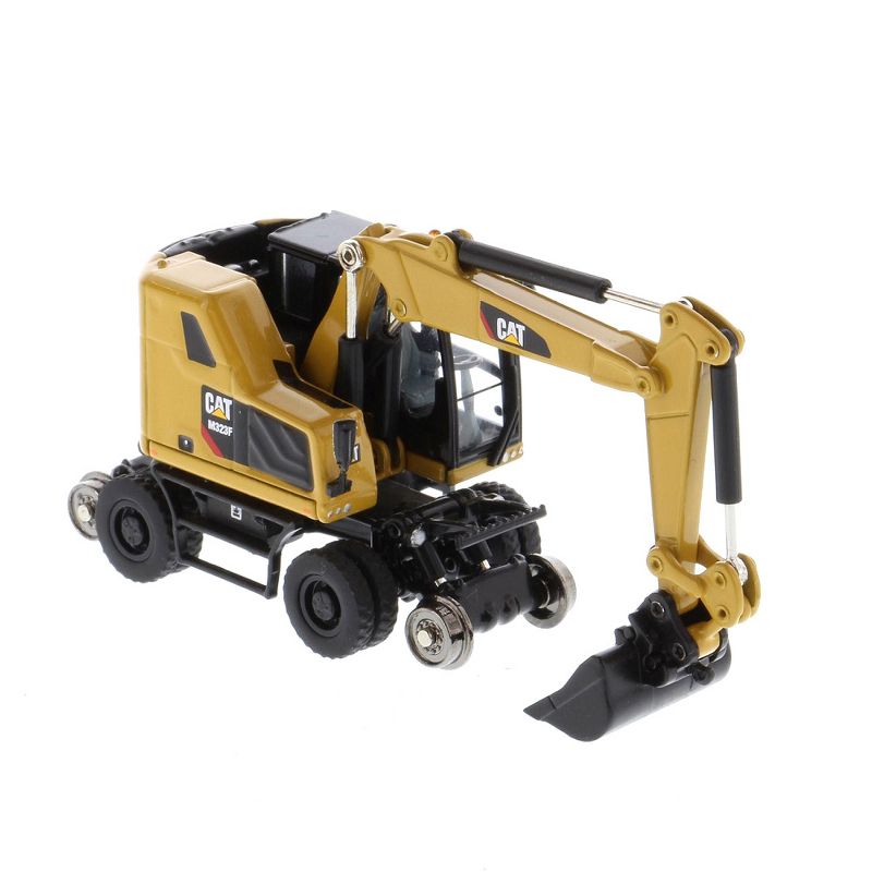 CAT Caterpillar M323F Railroad Wheeled Excavator with 3 Accessories (CAT Yellow Version) "High Line" 1/87 (HO) Scale Diecast Model by Diecast Masters, 5 of 6