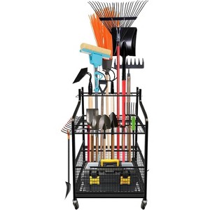 Garden Tool Organizer, Yard Tool Organizer, Metal Yard Tools Storage, Heavy Duty Garden Tool Organizer for Garage, Partitioned Tool Organizer Outdoor - 1 of 4