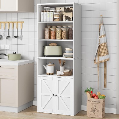 71.4" Tall Bookshelf, 4-Tier Bookcase, Book Shelf, Open Storage Shelf with Doors, for Living Room, Home Office, Dinning Room