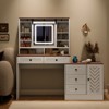 ELECWISH Small Vanity Table with Mirror, Chair and Storage Stool - 3 of 4