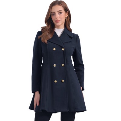 INSPIRE CHIC Women's Winter Long Lapel Collar Double Breast Coats