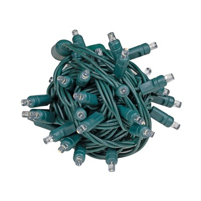 Warm White LED Christmas Tree Lights with Green Wire, 50 Feet
