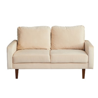 Velvet Loveseat Mid-Century Modern Sofa Tufted Couch with Wooden Legs for Living Room