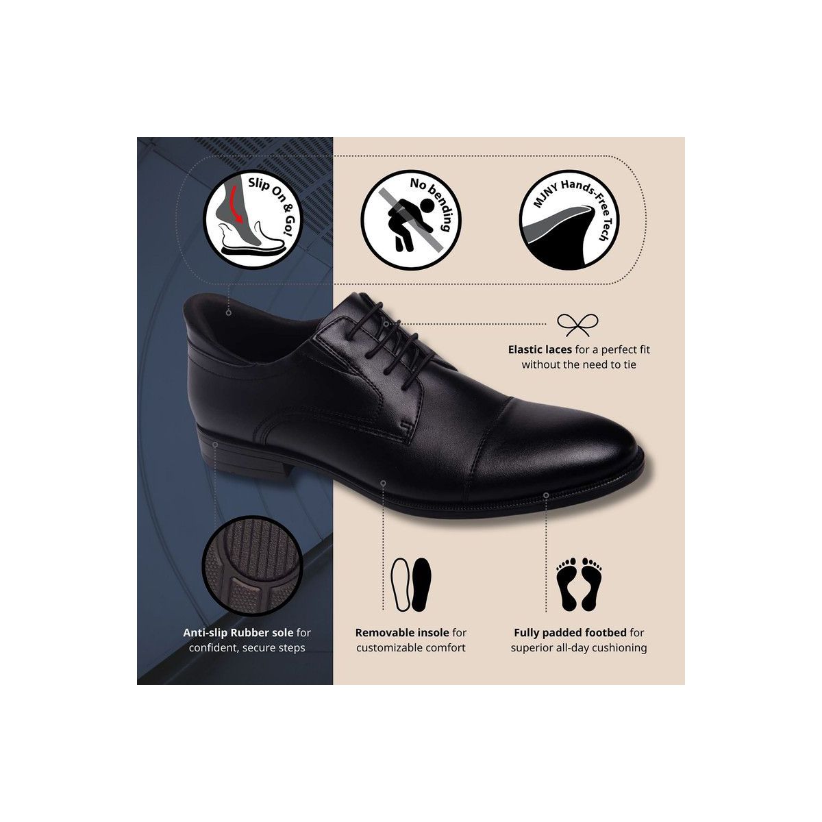 Marc Joseph New York | Mens Hands Free Slip On Technology Baker Street Captoe Dress Oxford - thumbnail 2