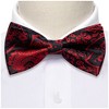 Men's Black And Red Paisley 100% Silk Pre-Tied adjustable Bow Tie Pocket Square Cufflinks Set - 3 of 4