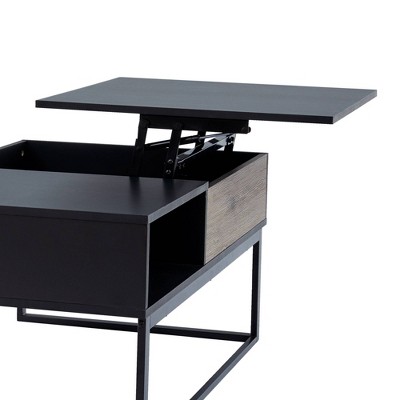 Bryson 42" Two-Tone Wood & Metal Lift-Top Coffee Table with Storage
