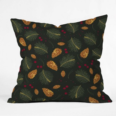 16"x16" Iveta Abolina Pine Cones Square Throw Pillow Green/Gold - Deny Designs