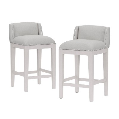 Set of 2 26" Bronn Non Swivel Counter Height Barstools White /Silver - Hillsdale Furniture