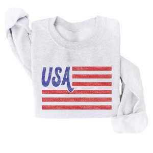Women's Wo's Usa Flag Graphic Sweatshirt - OAT COLLECTIVE - 1 of 3