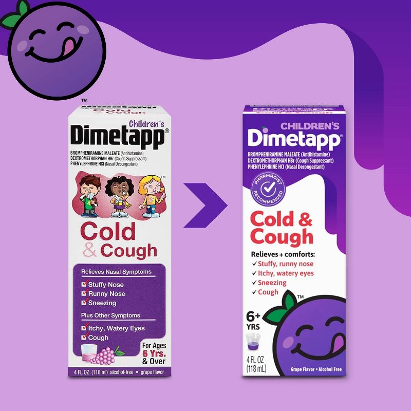 Children's Dimetapp Cough & Cold Relief Liquid - Dextromethorphan - Grape - 4 fl oz, 4 of 9