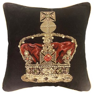 Signare USA Crown Black Panelled Pillowcase/Cushion Cover 18x18 Inch - 1 of 1