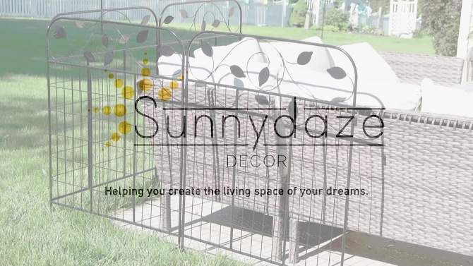 Sunnydaze Outdoor Winding Vines Steel Decorative Garden Fence Panels - 30" W Per Panel - 10' Overall - Black - 4pc, 2 of 15, play video