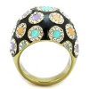 Slickblue Women’s Dome Ring in IP Gold Stainless Steel with Clear Synthetic Crystal, Black Base Contrast, size 5-10 - 3 of 4
