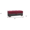HomeRoots 50" Burgundy Black Brown Microfiber Tufted Storage Ottoman - 3 of 4