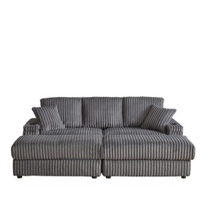 TiramisuBest 87" No-Assembly Oversized Sectional Chaise, Plush Reclining Sofa Bed for Indoor Living Room & Bedroom-Beige - 1 of 4
