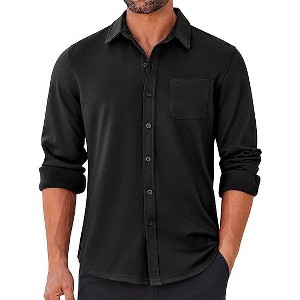 COOFANDY Mens Long Sleeve Wrinkle Free Shirts Casual Button Down Stretch Dress Shirt with Pocket - 1 of 4