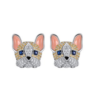 Frenchie Dog Stud Earrings for Women French Bulldog CZ Ginger Lyne Collection - 1 of 4