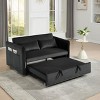 GDFStudio Haley Modern Rubberwood and Velvet 3 in 1 Convertible Sofa Bed with 2 Pillows and Storage Bag - 3 of 4