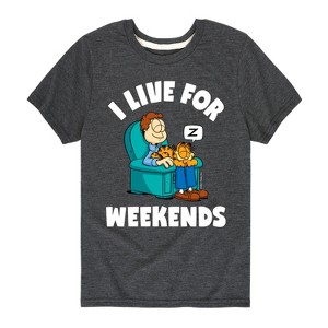 Boys' - Garfield - I Live For Weekends Short Sleeve Graphic T-Shirt - 1 of 4