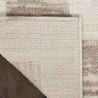 Mocha Ivory Geometric Synthetic 5' x 7' Area Rug