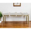 HomeRoots 47" Gray Ivory and Gold Geometric Cotton Upholstered Bench - 2 of 4