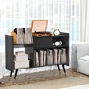 TIRAMISUBEST Black Vinyl Record Player Stand with Large Storage, Turntable Cabinet with Charging Station, and Elegant Sliding Door - 2 of 4