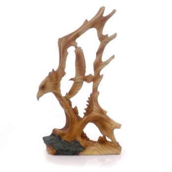 12.25 In Eagle Woodlike Carving Majestic Bird Figurines