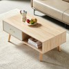 KWPZQEB Coffee Table, 41" Mid Century Modern Center Table with Drawer and Open Storage Compartment, Wooden Coffee Table for Living Room - 3 of 4