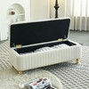 TUYOHW 47" Velvet Storage Ottoman with Safety Hinge,Gold Embroidery Tufted End of Bed Bench,Ottoman Bench for Living Room,Bedroom,Entryway - 2 of 4