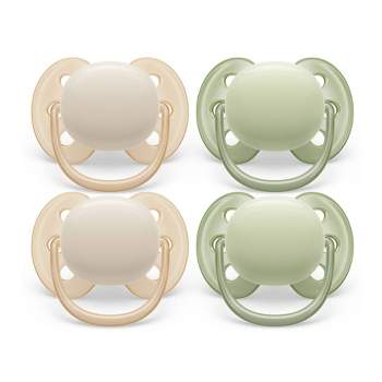 Avent Philips Ultra Soft Pacifier 0-6 Months - Sand/ Pastel Warm Green - 4pk