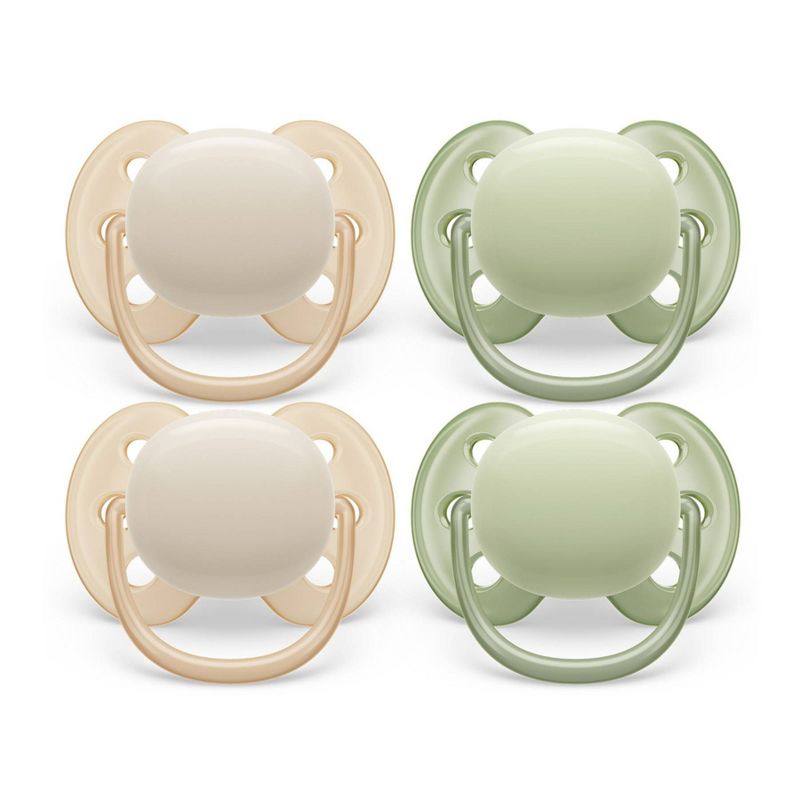 Avent Philips Ultra Soft Pacifier 0-6 Months - Sand/ Pastel Warm Green - 4pk, 1 of 13