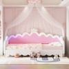 Twin Size Upholstered Daybed with Crown Headboard and LED Lights for Bedroom or Guest Room - 2 of 4