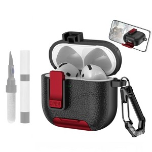 HTUTWOO AirPods Pro 2nd Lock Clip Leather Case with Carabiner and Stand Rugged, Protection Cover for AirPods Pro 2 - 1 of 4