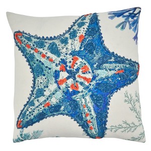 Saro Lifestyle Starfish Pillow - Down Filled, 20" Square, Multi - 1 of 2