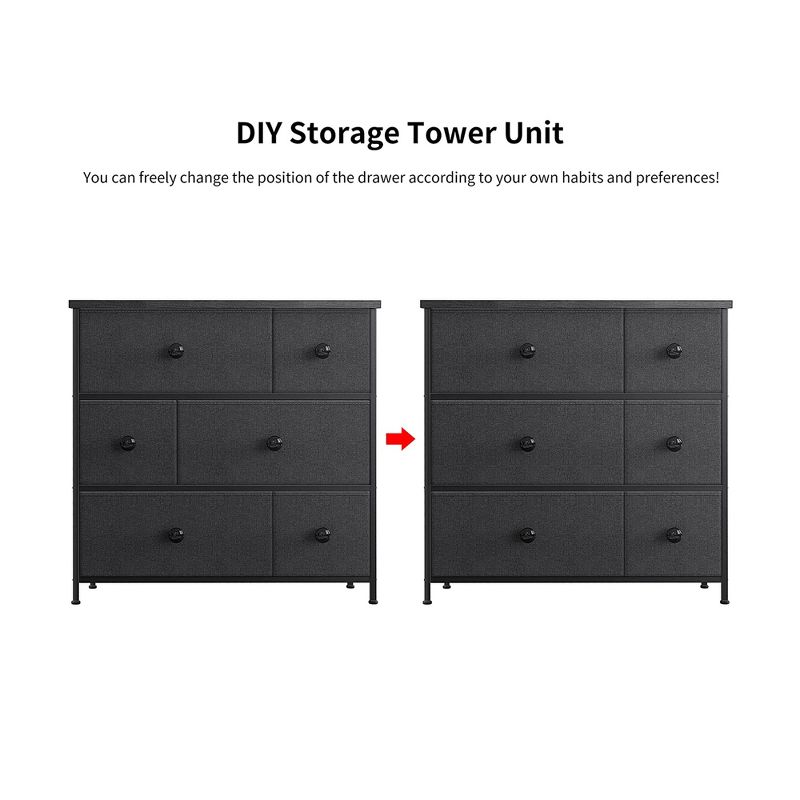 REAHOME 6 Drawer Steel Frame Bedroom Storage Organizer Chest Dresser with Waterproof Top, Adjustable Feet, and Wall Safety Attachment, 2 of 7