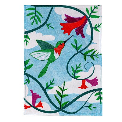 Evergreen Hummingbird Linen Garden Flag 12 x 18 Inches Indoor Outdoor Decor