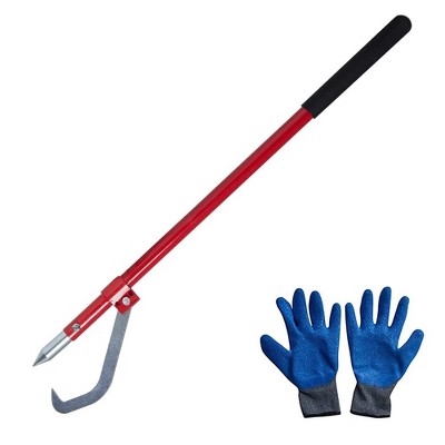 Steel Log Peavey Tool, Cant Hook, with Moving Hook & Gloves