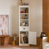 75" Tall Freestanding Bookshelf, 5 Tier Wooden Bookcase with Open Shelves & Cabinet, Wooden Organizer Pantry, Display Storage Cabinet for Office - 2 of 4