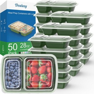50 Pack Meal Prep Containers with Lids, 2-Compartment Reusable Food Storage - 1 of 4