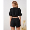 Women's 2 Piece Outfits Summer V Neck Short Sleeve Crop Top and High Waist Shorts - 3 of 4
