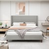 KWPZQEB Platform Bed Frame with High Upholstered Headboard and Wooden Slats Support, Linen Cloth, No Box Spring Needed, Easy Assembly - 2 of 4