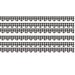 Teacher Created Resources® Black and White Gingham Scalloped Border Trim, 35 Feet Per Pack, 6 Packs - 1 of 3