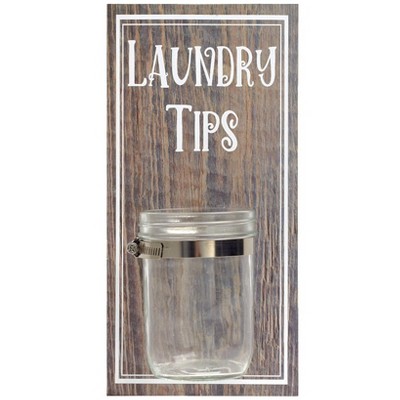 The Lakeside Collection Laundry Room Decor with Rustic Safety Pins Tip Jar and Humorous Sign - Tip Jar Wooden Sign