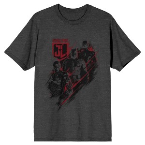 Justice League Mve Heroes Logo Men's Charcoal T-Shirt - 1 of 3