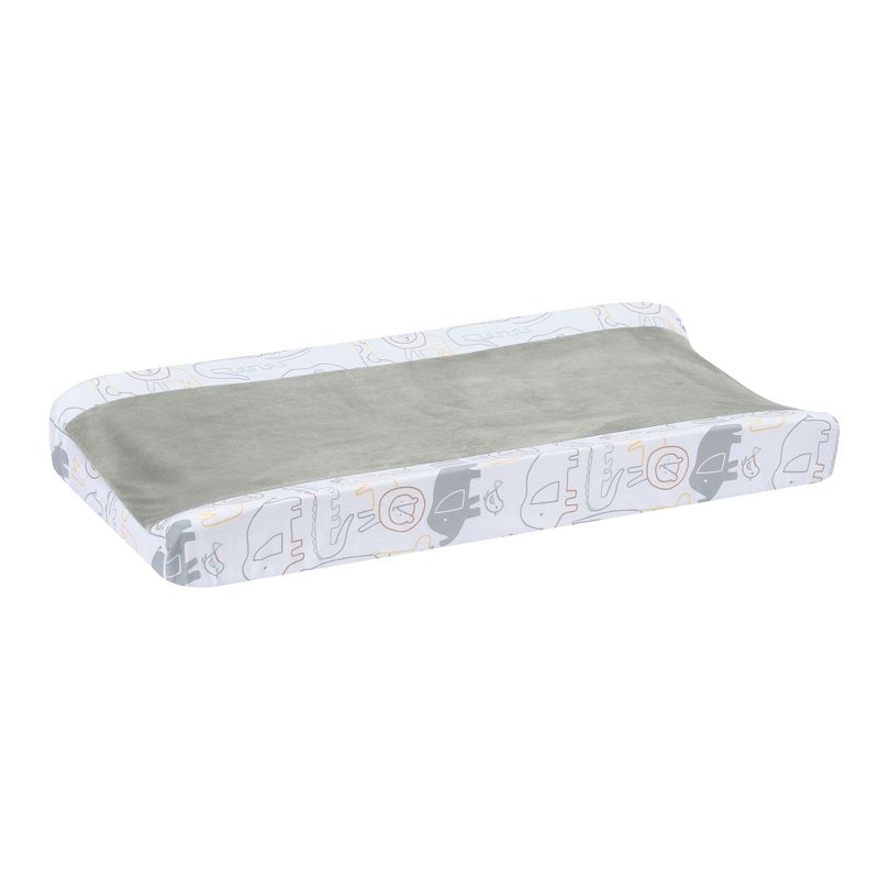 Lambs & Ivy Jungle Story Soft Minky Velour Safari Changing Pad Cover- White/Gray, 1 of 5